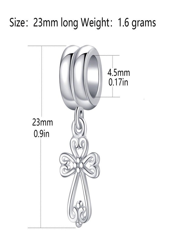 LAMOONY Filigree Heart Cross Charm 925 Sterling Silver Bible Bead Keep Faith Anniversary Christmas Pendant for Pandora Bracelets - Image 2